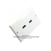 Placa Tapa Decora HDMI 4k en L 90° + USB 3.0 en ABS